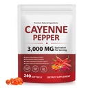 Liefiet Cayenne Pepper Capsules 3000mg Per Serving, 240 Softgels Cayenne Pepper Softgels Supplement with Vitamins E D3 K2, Supports Healthy Circulation & Daily Energy