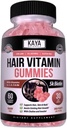 Kaya Naturals Crecimiento del cabello Gummies - Biotina 5000mcg Vitaminas para el cabello sano, la piel y las uñas - Suplemento de belleza para mujeres o hombres - 60 Cuenta - Blueberry Flavor