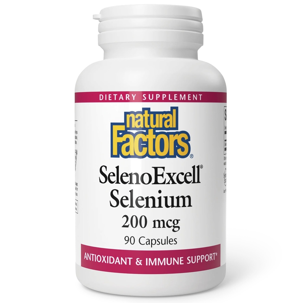Factores naturales, SelenoExcell Selenium 200mcg, Antioxidante &amp; Immune Support, 90 cápsulas
