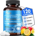 ASSR Complejo de Magnesio Triple – Suplemento de magnesio de 300 mg con Glycinate, Malate " Citrato – Soporta Relajación, Función Músculo y Nerve – Alta Absorción, Vegan, No GMO, 120 cápsulas