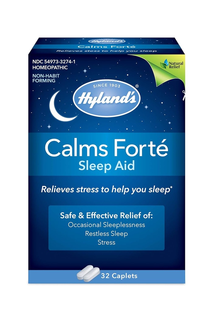 Hiland's Calms Forte' Sleep Aid Caplets, Natural Relief of Nervous Tension and Occasional Sleeplessness, 32 Conde