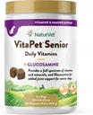 NaturVet Vita Pet Senior Daily Vitamin Dog Supplements Plus Glucosamine – Incluye vitaminas Full-Spectrum, minerales – Soporte Conjunto para perros más viejos, activos – 120 Ct. Mandíbulas suaves