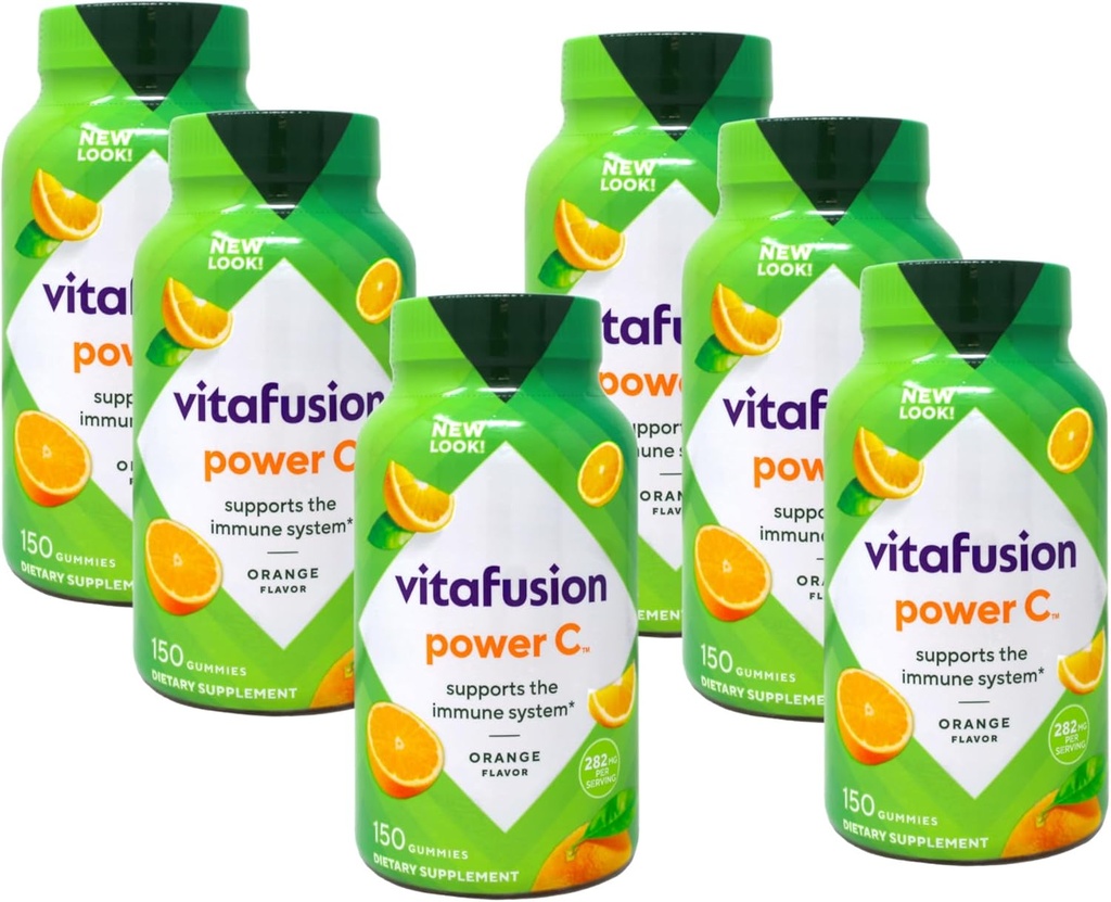VitaFusion Power C Gummy Vitaminas para adultos Absolutamente Naranja - 150 ct, Pack de 6