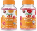Niños de Biotina Lifeable + calcio con niños de vitamina D Gluten Free, GMO Gratis, Chewable Gummy