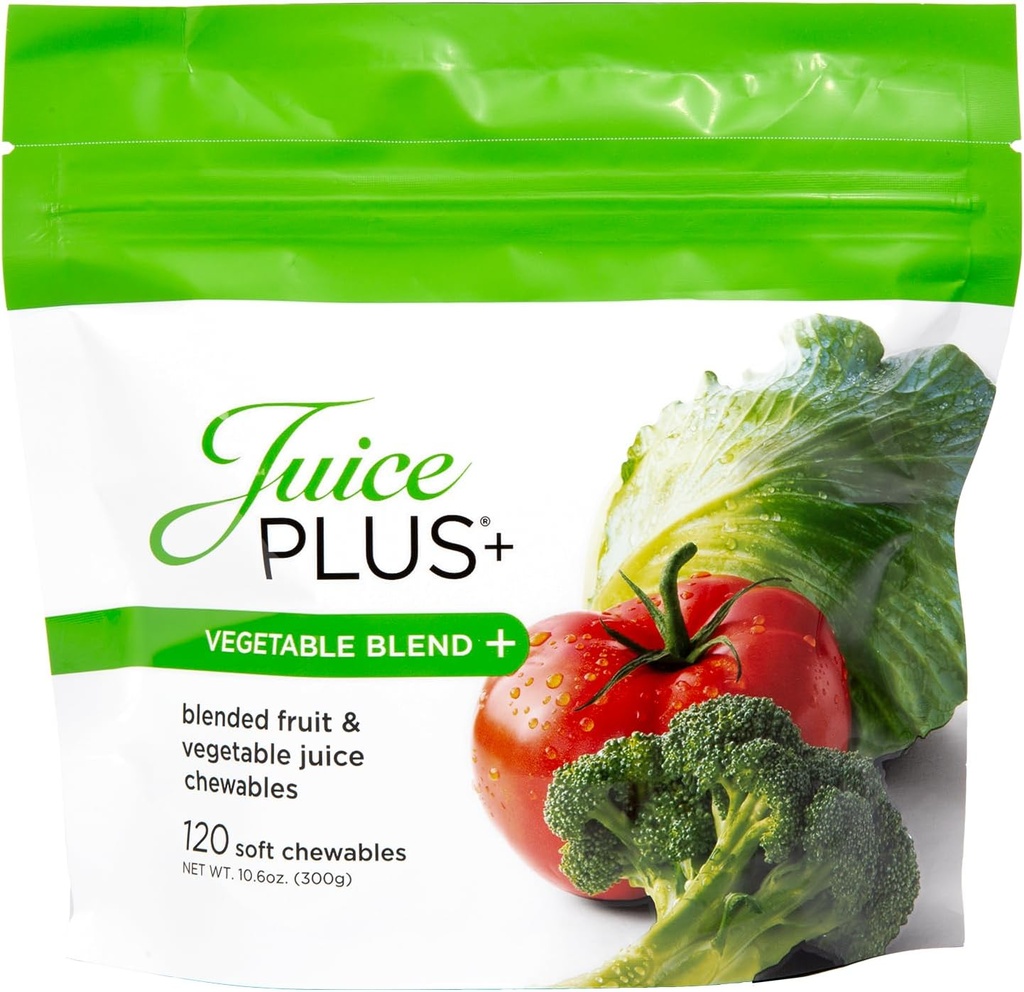 JuicePlus+ Vegetable Blend Soft Chews (Chewables) - Delicious Vegan Gummies with 11 Nutrient-Rich Vegetables for Daily Wellness! Ingestión de vitaminas & Más - Para niños y adultos - (1-mo, 30 chews)