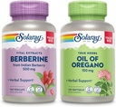 SOLARAY Berberina y aceite de orégano Bundle - Berberine HCl de Indian Barberry Plus Oregano Suplemento de aceite para Potente Wellness Soporte - 100 VegCaps/120 Softgels