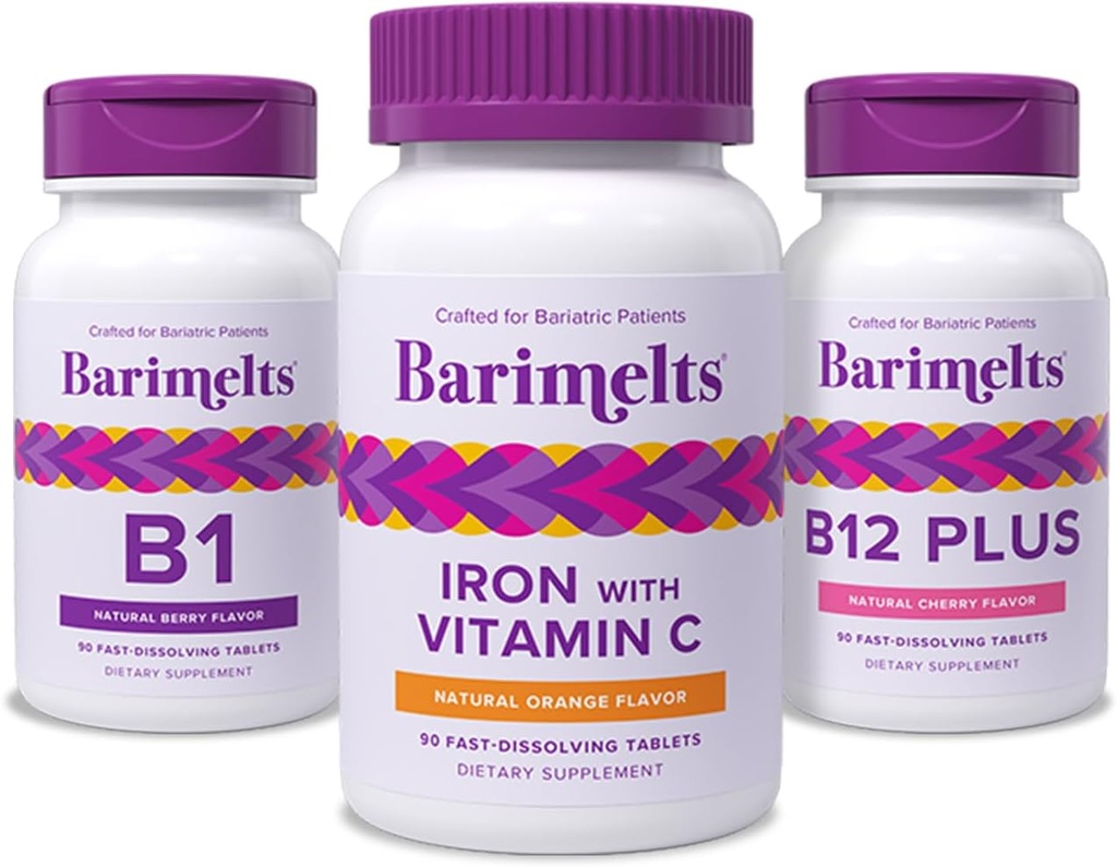 BariMelts Variedad de vitamina Bariat - Hierro con vitamina C, vitamina B12 Plus y vitamina B1