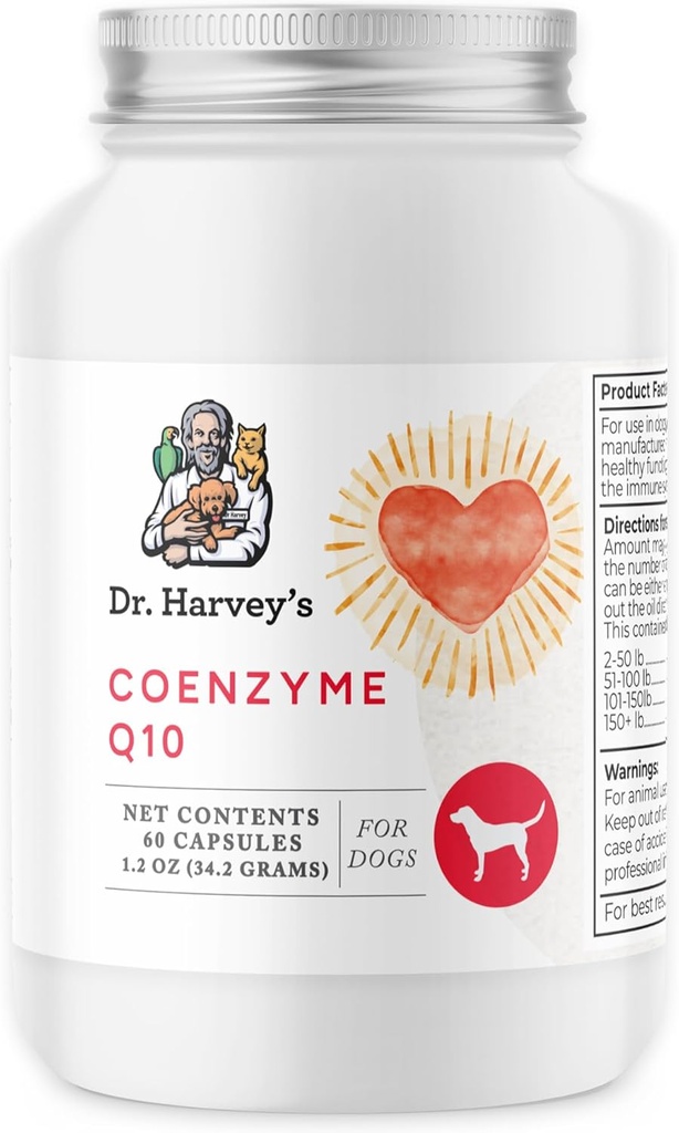 Coenzima del Dr. Harvey Q10 - Corazón & Cardiovascular Suplementos de apoyo para perros, 60 cápsulas