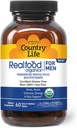 Country Life RealFood Organics for Men – 60 Tablets Ø 1.300mg Organic Fermented Whole Foods, 7-Mushroom Superfood & Aloe – Certified Gluten-Free, Vegan & USDA Organic Multivitamin