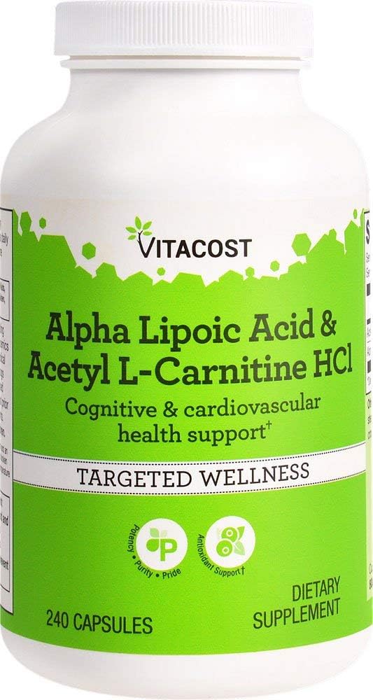 Vitacost Alpha Lipoic Acid & Acetyl L-Carnitine HCl - 1.600 mg por por porción - 240 cápsulas por Vitacost Brand