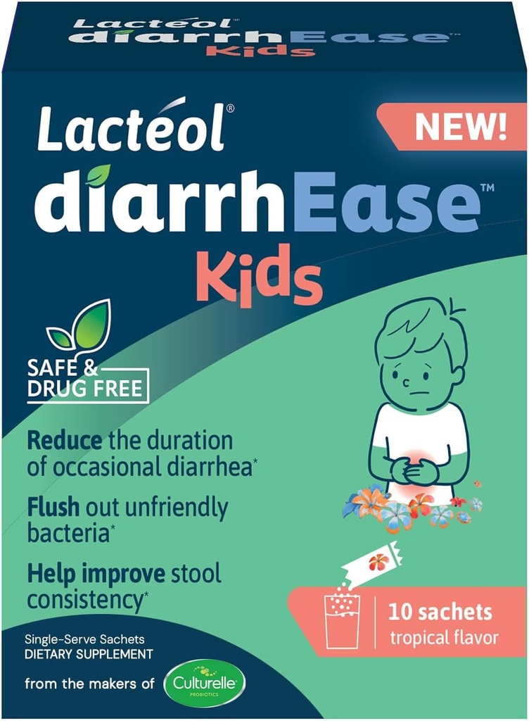 diarrea Ease Kids - un seguro, libre de drogas y clínicamente probado postbiótico Strain que acorta la duración de la diarrea ocasional - funciona naturalmente con el cuerpo de su hijo, 10 cuenta