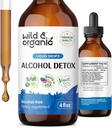 Wild & Organic Alcohol desintoxicación gotas - Riñón del hígado Limpiar con cardo de leche, Chanca Piedra Breaker - Complejo Anti Alcohol para la limpieza del hígado Detox - Vegan, No Azúcar & Aditivos - 4 fl oz