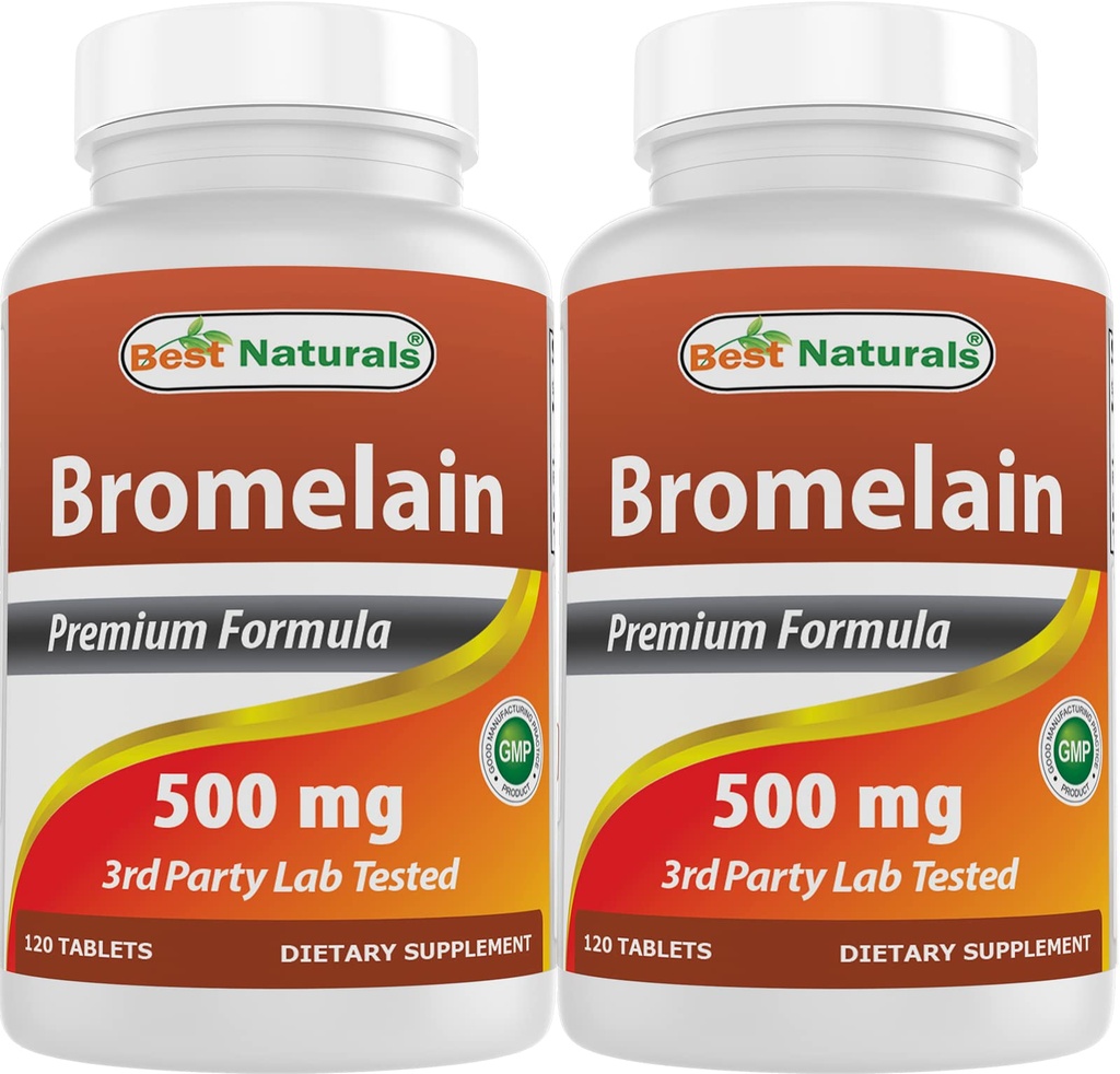 Mejores Naturales Bromelain 500mg 120 Tabletas (120 Cuenta (Pack of 2))