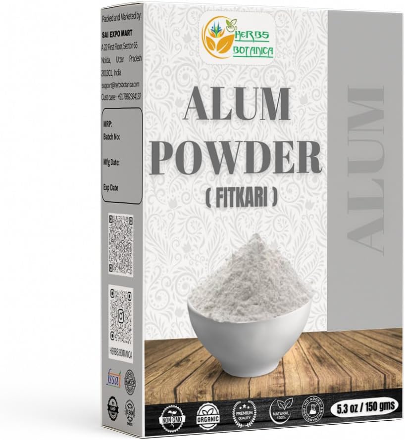 [BRSRM2QNAQNR4A35] Potasio Alum Powder (Fitkari), Pure Granulated Alum for Skin Care, Canker Sores, Deodorant, Alumbre en Polvo, Natural Cleansing & Flowers, 5.3 oz