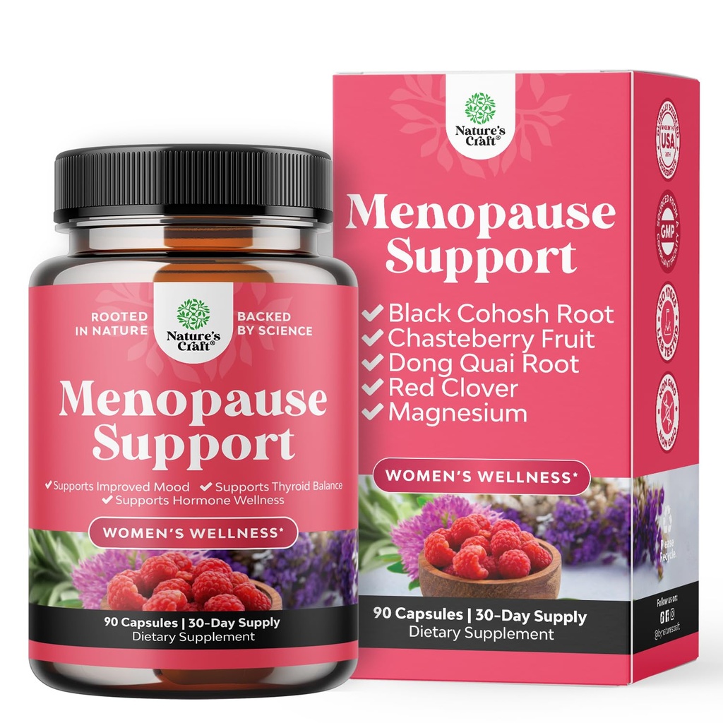 Suplemento completo de la menopausia herbal para las mujeres - Multibenefit Menopause Ease Saldo hormonal para las mujeres para los suecos nocturnos Mood y Más con Dong Quai Vitex Chaste Berry y Black Cohosh - Mini Caps