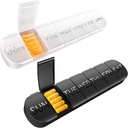 Organizador semanal de píldoras 2 veces al día, caja de carga de viaje 7 días extra grandes Fichero de vitaminas, Contenedor de píldoras diario dispensador de medicina XL de 7 días para el caso de aceite de pescado (2PCS Negro-White)