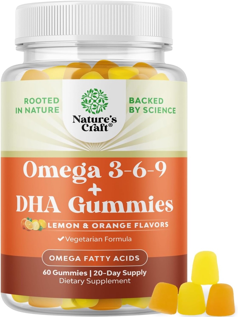 Vegetariano Omega 3 Gummies for Adults - Vegetarian Omega 3 6 9 DHA Gummies for Brain Bone and Heart Health and Joint Support - Burpless Halal Fish Free Plant Based Suplemento Mujer