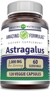 Fórmulas asombrosas Astragalus (desde Astragalus Membranaceus Plant Root) Silencio 2000 Mg Suplemento Silencio Vegetarian Capsule ← Non-GMO ← Gluten-Free Silencio Hecho en EE.UU. (1 Pack .