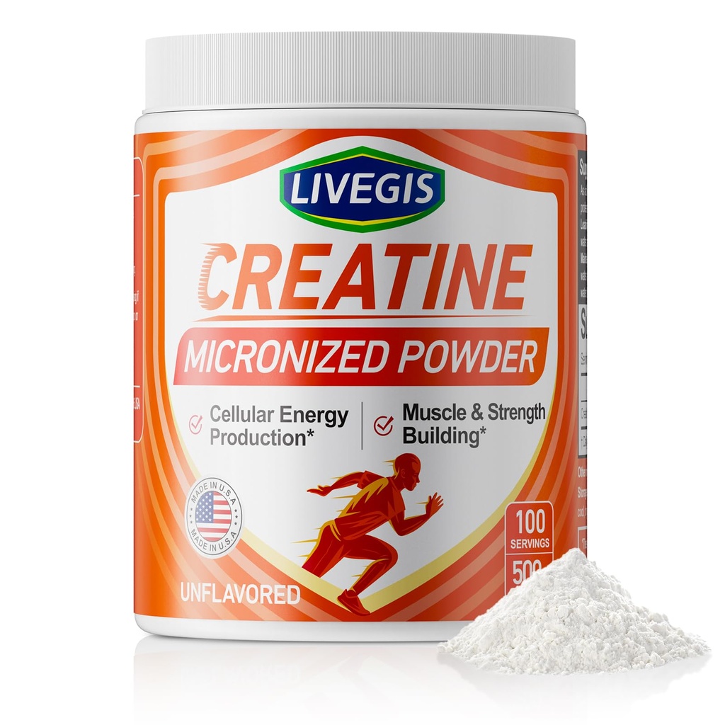 Creatina, Monohidrato de Creatina Keto Amistoso, Desflavorado - Musculos de apoyo, Energía celular y Cognitivo - 17.63 Oz(500g) - 100 Servimientos (500g)