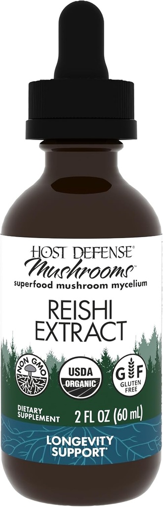 Extracto de Reishi de Defensa Anfitriona - Suplemento de Apoyo a la Salud Inmunitaria - Suplemento de Mushroom de Apoyo a la Energía " Vitalidad - Suplemento de Reishi de Ayuda Well-Being general - 2 fl oz (60 Servings)*