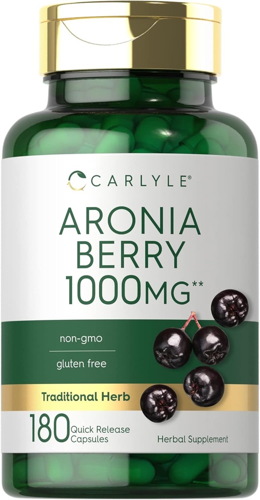 Carlyle Aronia Berry Capsules 1000mg Silencio 180 Pills ¦ Chokeberry Extract Silencio Non-GMO & Gluten Free Supplement