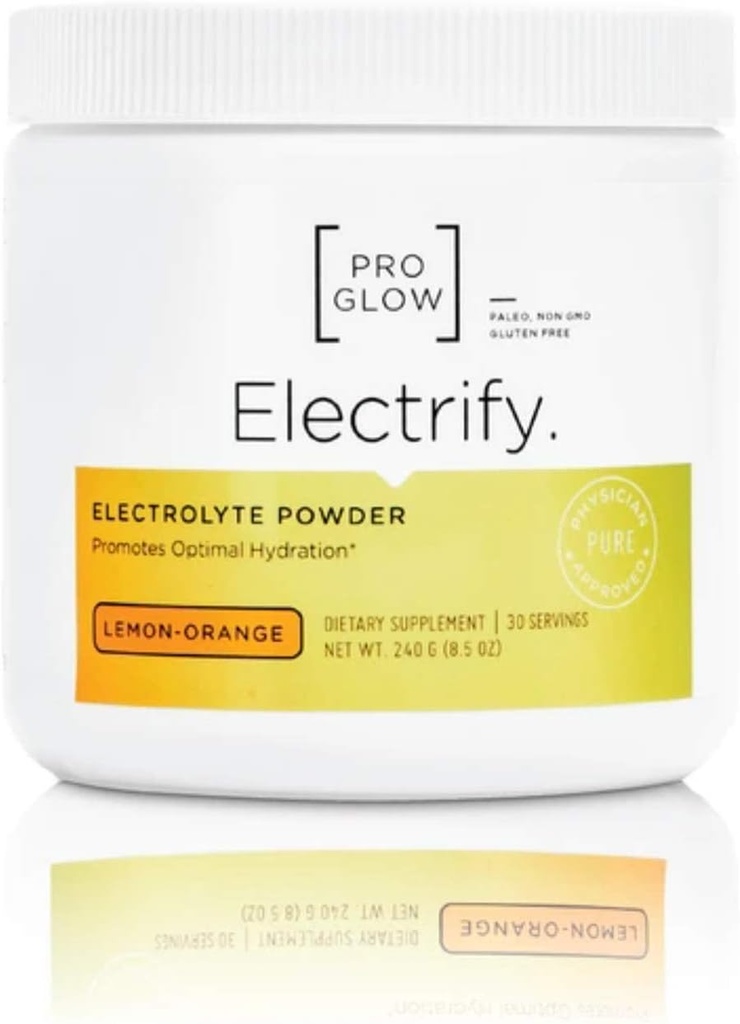 Limón-Orange Electrolyte Replacement Suplemento Polvo con Stevia para Hidratación - ProGlow Electrify (30 Servings)