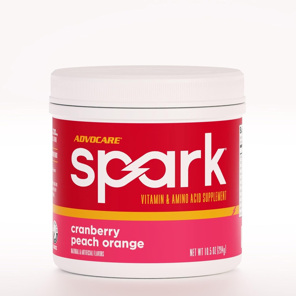 AdvoCare Spark Vitamina & Aminoácidos Suplemento - Focus & Energy Drink Powder Mix with Vitamin A, B-6, C & E - También incluye L-Carnitine & L-Tyrosine - Cranberry Peach Orange - 10,5 oz