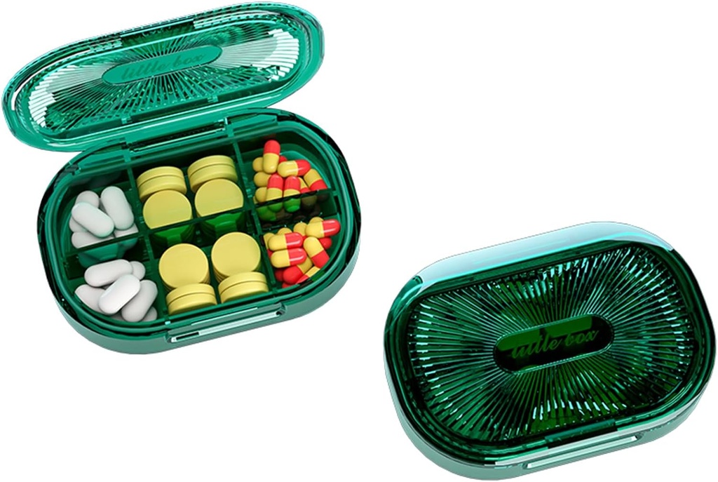 Caja de Píldora pequeña, Caja de Píldora de Moistura, Organizador de Píldora de Viajes para Púrpura de bolsillo, Medicina diaria portable Vitamina, Aceite de Pesca, Suplemento (Grande)