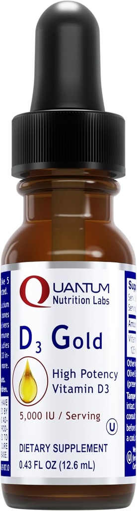 QNL D3 Gold - Vitamina D Liquid Drops - Suplemento de fuerza de hueso - Ofertas Cardiovascular & Immune Support - Salud Premium & Wellness Product - 0.43 fl oz