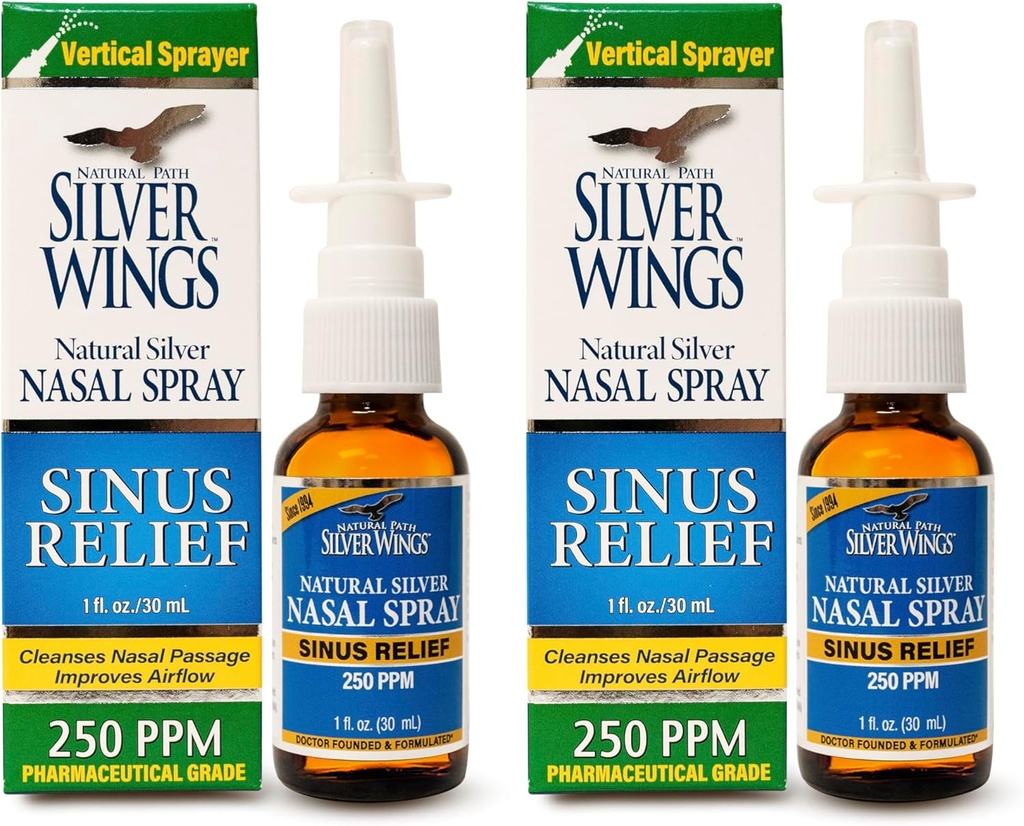 Natural Path Anillos de plata sinus Alivio Natural Plata Nasal Spray - 250ppm - 1oz - 2 Pack
