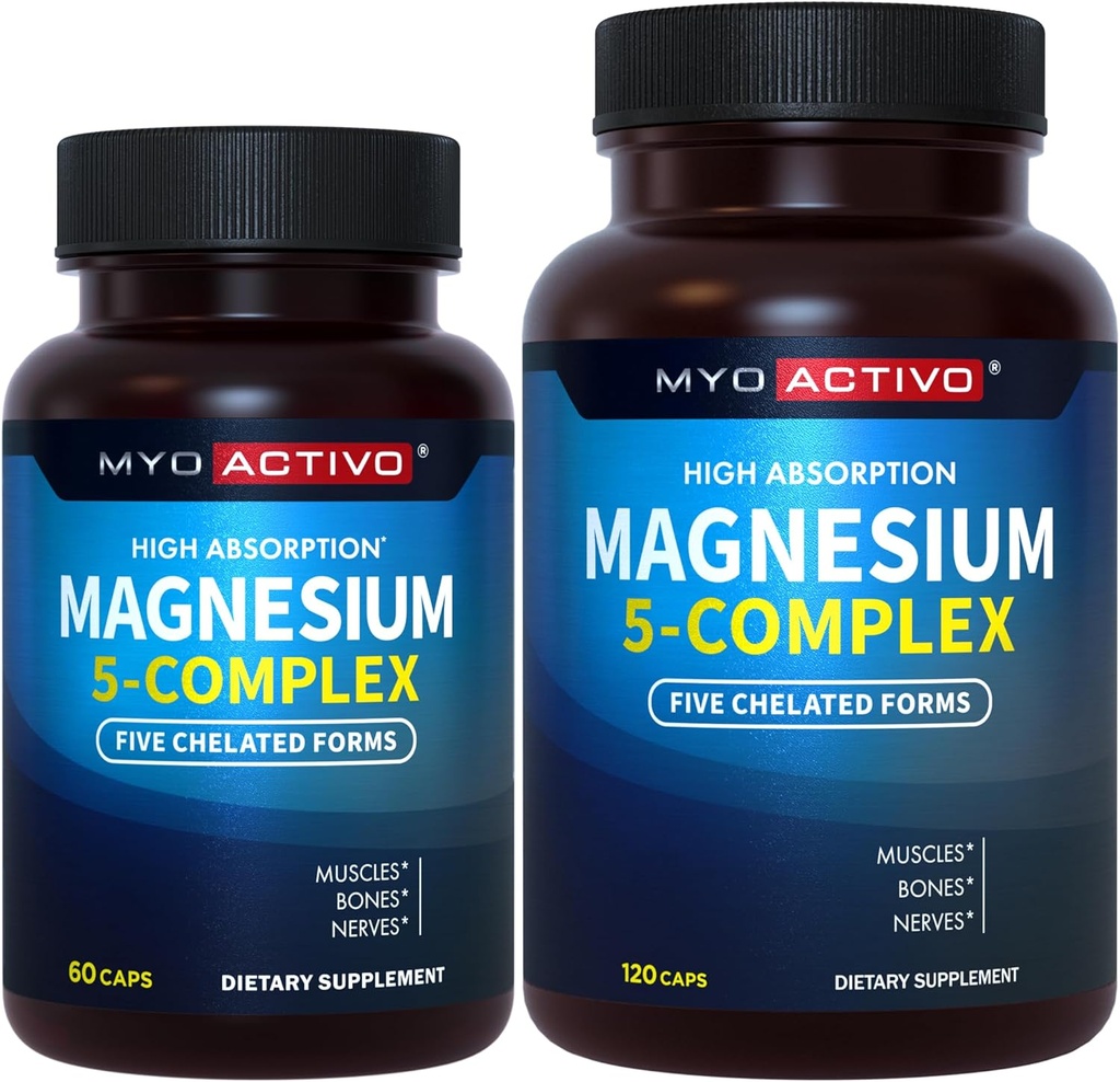 60ct + 120ct - MyoActivo Complejo de Magnesio 5-in-1 - Absorción alta - Magnesio Chelated