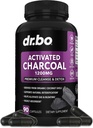 Cápsulas de carbón activados Cleanse Detox - 1200mg Píldoras de carbón orgánico de coco para gas estomacal y alivio de rubor para hombres mujeres niños - Cápsulas activas Binder de polvo Suplementos activados para Gut