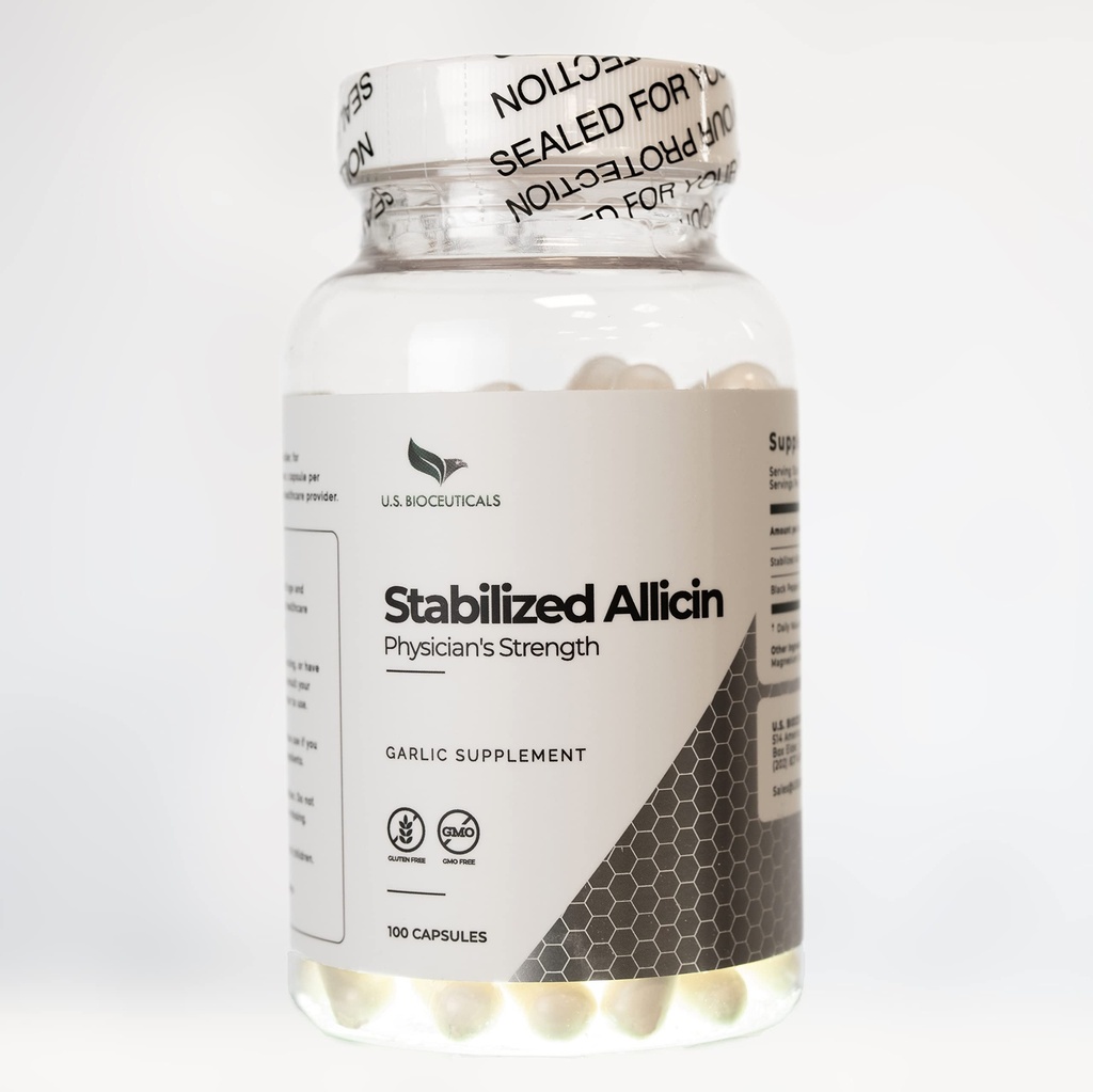 Alicina estabilizada (No-GMO) - 700.000 mcg Allicin Per Bottle - Laboratorio probado - cGMP Fabricación certificada