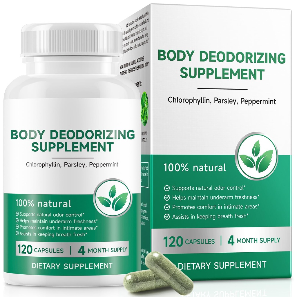 Chlorophyll Capsules Body Deodorizing Supplement for Daily Internal Freshness Support | Natural Botanical Blend for Routine Odor Balance, Gut Wellness, and Clean Inner Feeling | 120 Capsules