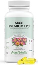 Maxi-Health Evening Primrose y Flax Seeds Oil Softgels - Vegan Omega 3 6 9 Suplementos para la piel sana, el pelo y las articulaciones - Kosher Certified, Orgánica Primrose Oil Softgels, 180 Conde
