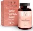 5HTP Plus GABA Suplemento - Apoyo Mood, Relajación Estrés Durmiendo - 200mg - Cápsulas HTP-5 puras para mujeres - 60 ct