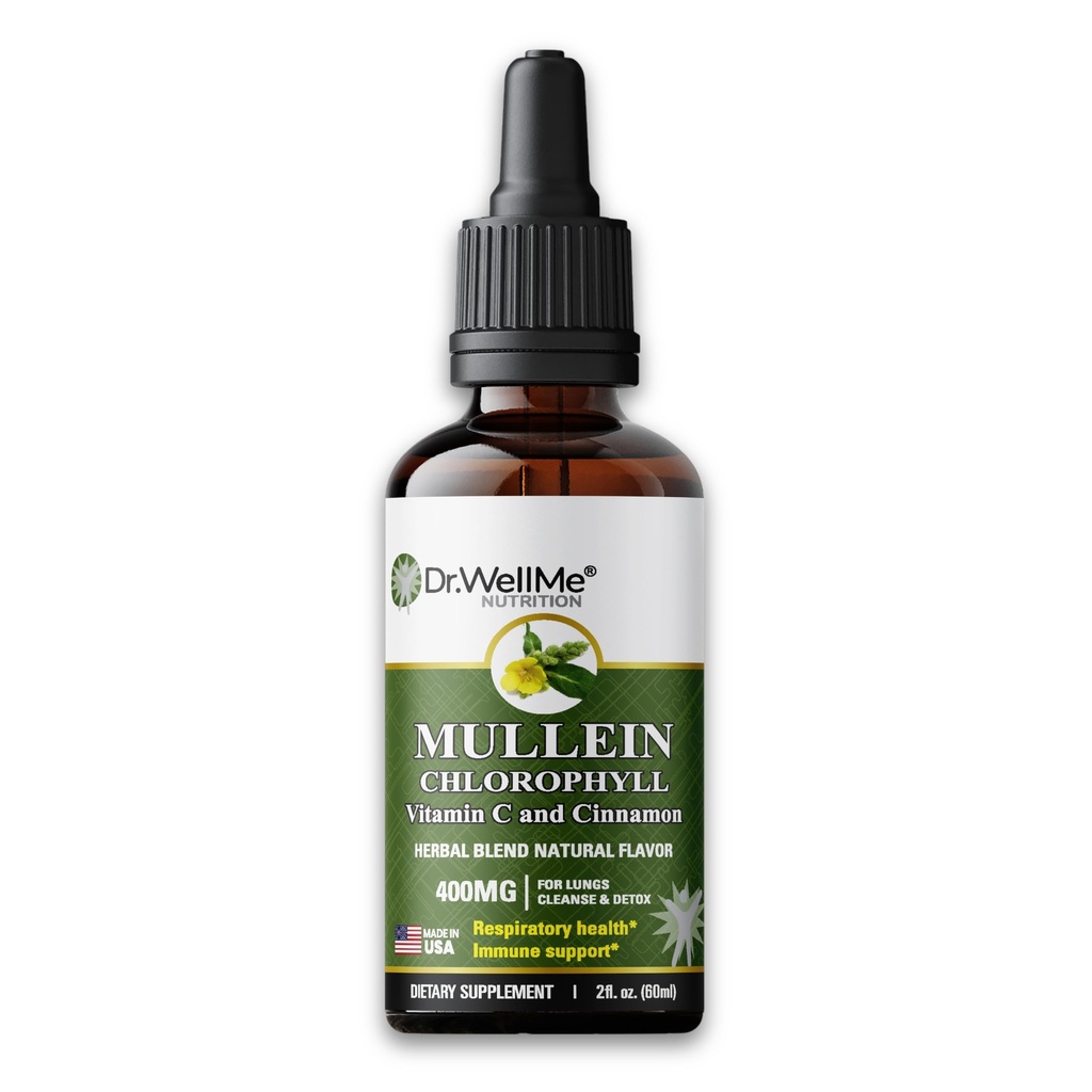 Dr.WellMe Mullein Chlorophyll 2 fl oz Liquid Drops – Natural Detox & Promotes Health, Gut Support, High Absorption, Packed with Minerals for Wellness