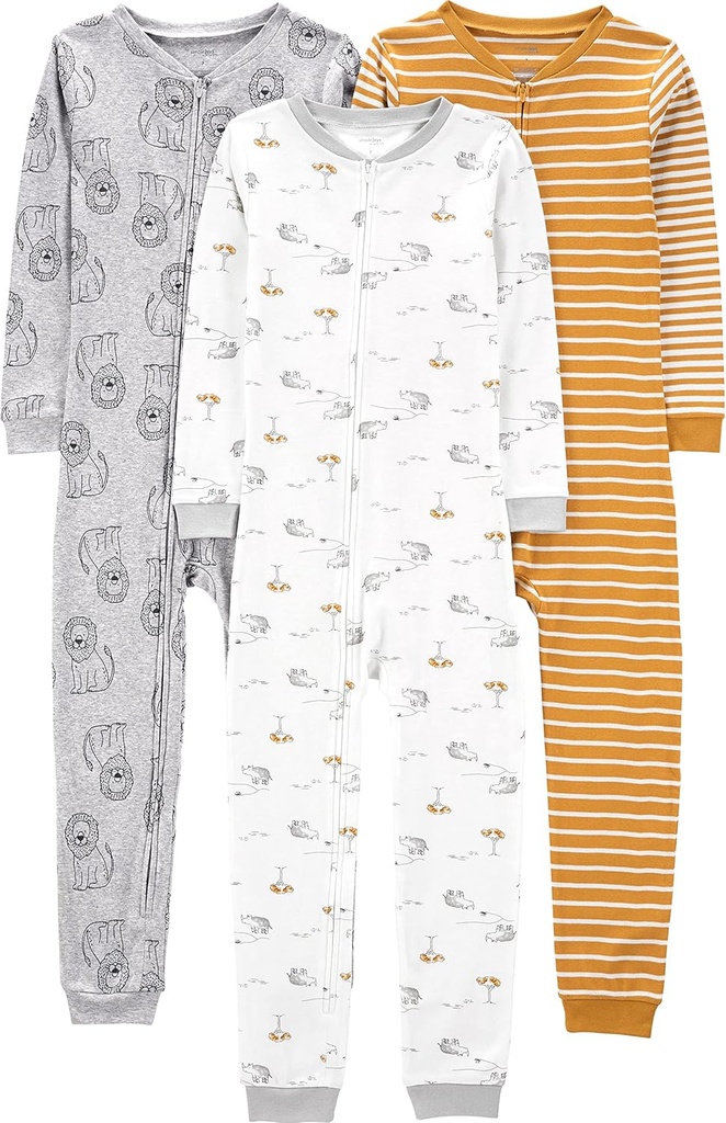Joyas simples de los bebés de Carter 3 pack Snug Fit Footless Cotton Pajamas