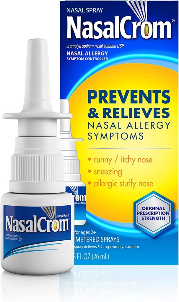 NasalCrom Nasal Spray Allergy Symptom Controller | 200 Sprays | .88 FL OZ (2 Pack)