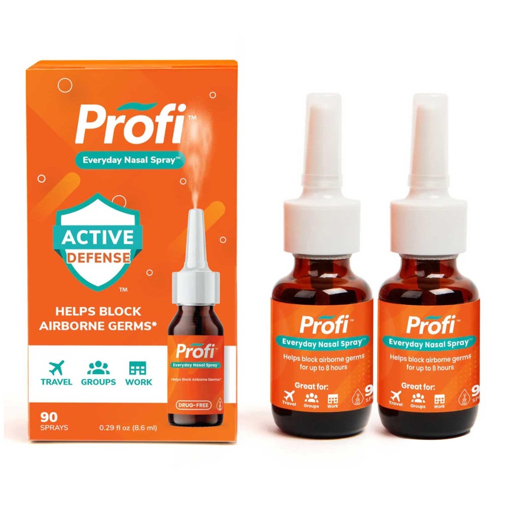 Profi™ Nasal Immune Spray – Cleansing Gel Layer for Airborne Exposure, Up to 8 Hours, Drug-Free Nasal Spray for Everyday Use, Travel, Work & Crowded Spaces (180 Sprays)