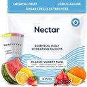 Embalajes de hidratación Nectar - Electrolitos Embalajes de polvo - No Azúcar o Calories - Fruta Orgánica Liquid Daily IV Hidrate Packets para Alivio de Dehidratación y Rehidratación Rápida (Variety 18 Pack)