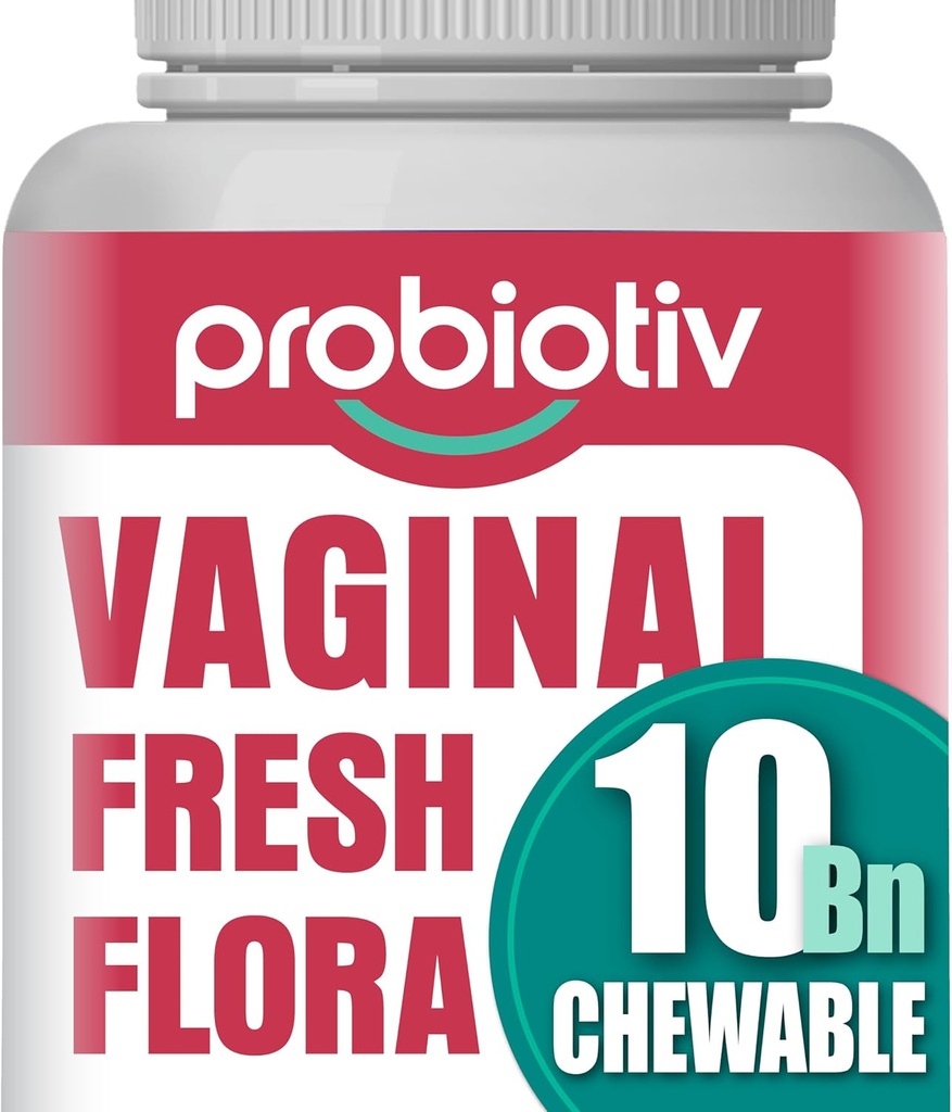 Probióticos de Vaginal Chewable para Mujeres 10 Billones CFU + Prebióticos Orgánicos — Apoya la Salud Vaginal, mantiene el equilibrio de pH vaginal " promueve la frescura femenina, tabletas de sabor a fresa