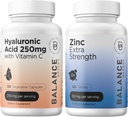 Balancebreens Cocido hialurónico puro 250 mg con vitamina C 50 mg + Zinc 50 mg Suplemento Combo