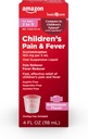 Amazon Cuidado básico del dolor infantil Suspensión oral líquido, sabor de burbujas, acetaminofeno 160 mg por 5 ml, eficaz, reducción de fiebre por edad 2-11 años, rojo, 4 fl oz (Pack of 1)