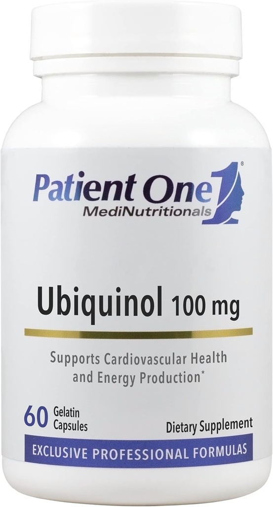 Pacientes One Ubiquinol 100 mg tención Suplemento para apoyar la salud cardiaca y vascular* ← Forma antioxidante activa de CoQ10 Silencio 60 cápsulas