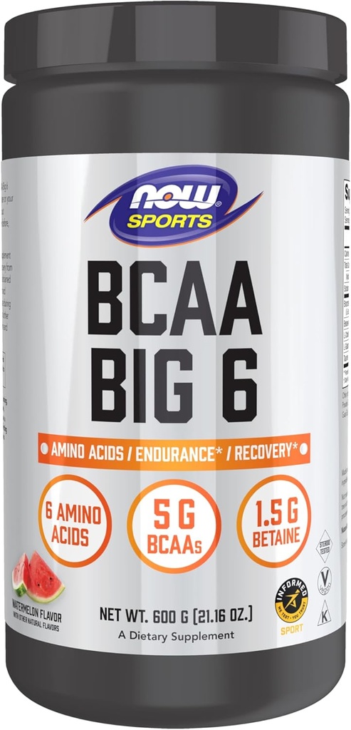 AHORA Foods Sports Nutrition, BCAA (Branched Chain Amino Acids) Big 6, Watermelon Flavor, 600 gramos