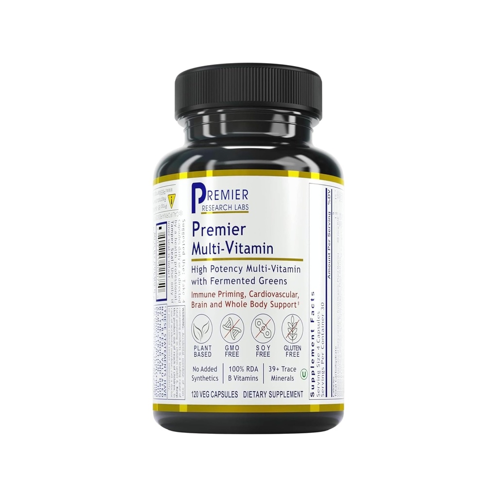 Premier Research Labs Multi-Vitamin - Immune, Brain & Heart Support ← Prebióticos y Postbióticos ← Capsules Vegan para Hombres &amp; Mujeres. Gluten &amp; Soy Gratis - 120 Plant-Sourced Capsules