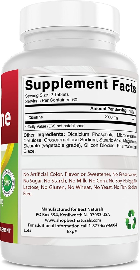 Mejores Naturales L-Citrulline 2000mg & L-Arginine 1000 mg