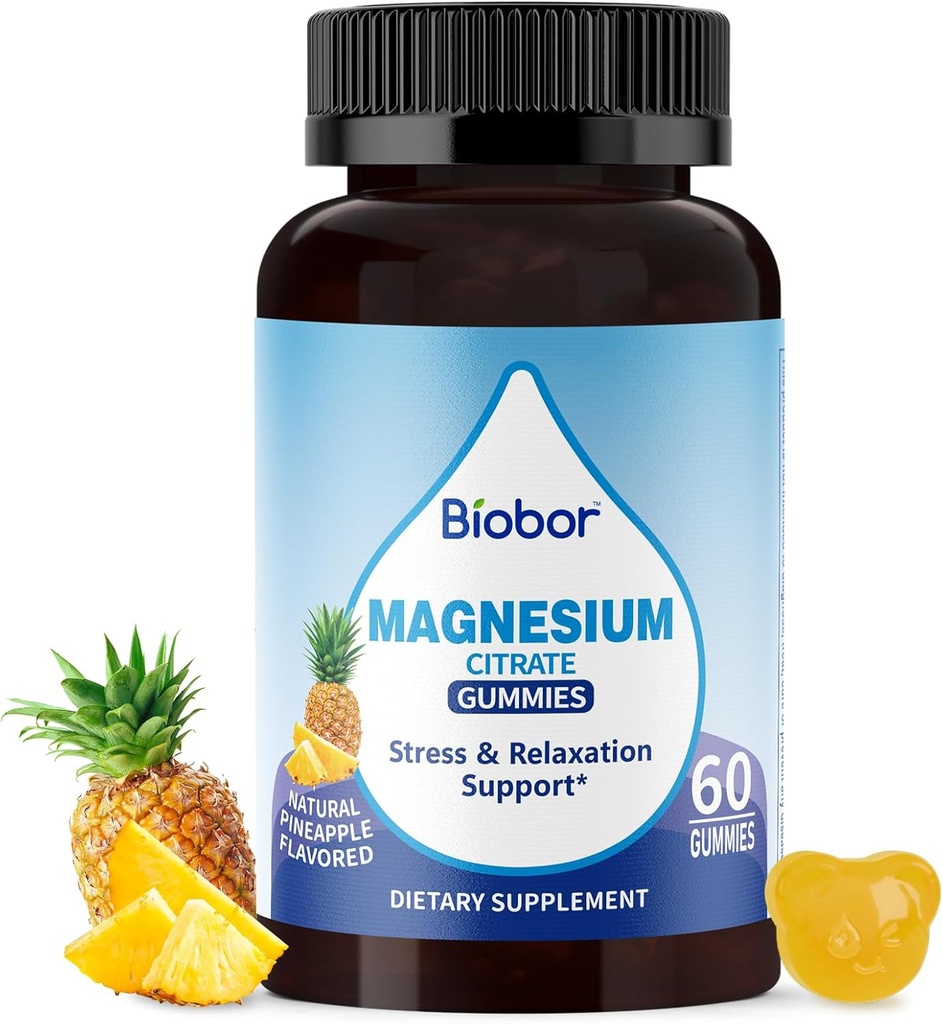 Gamas de magnesio de potasio, Citrato de magnesio y suplementos de citrato de potasio con vitamina D3, B6 para equilibrio de electrolitos, musculo, calambres de las piernas, GMO gratis (Pineapple,60 Conde)