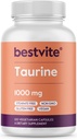 BESTVITE Taurine 1000mg (120 cápsulas vegetarianas) - No Stearates - No Fillers - No Flow Agents - Vegan - Non GMO - Gluten Free